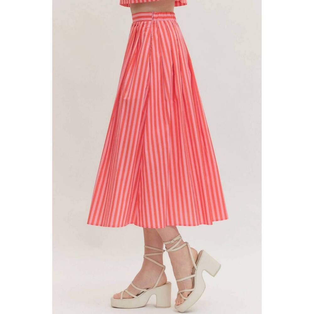 NEW ENTRO striped skirt set in orange/pink - Picture 5 of 5